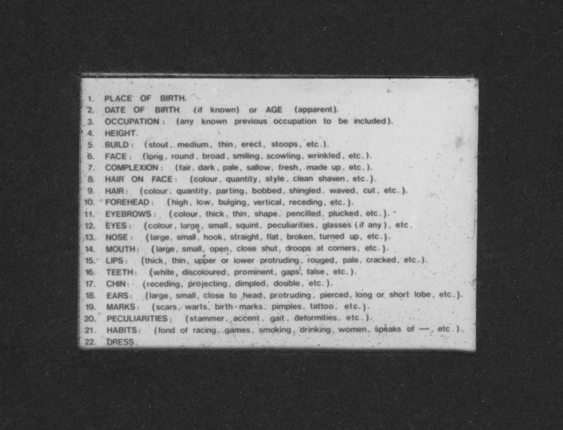 A Search . . . index card 24 detail